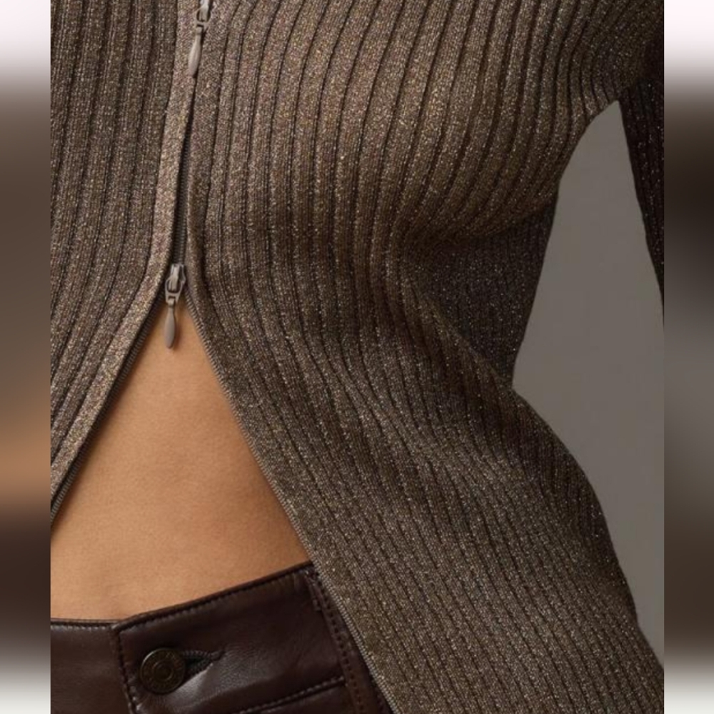 Anthropologie Long-Sleeve Zip-Front Duster Cardigan Sweater S NWT Hot - Picture 5 of 7